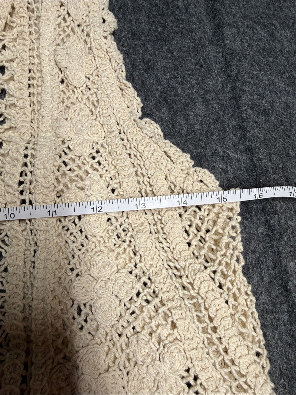 Boho Crochet Cream Tank Vest - Women's Lightweight Layering Top - Picture 4 of 4